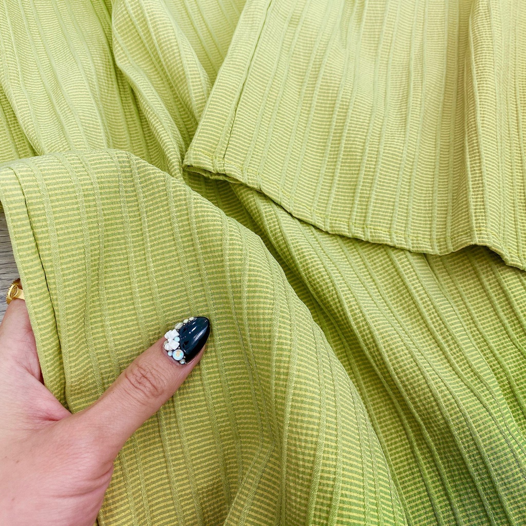 Váy Xanh Chất Gân Đũi Dáng Dài Và Ngắn