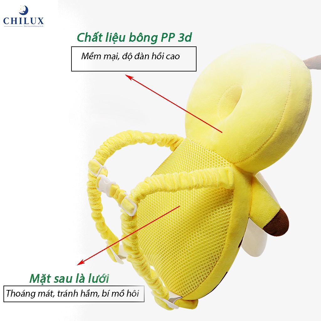 [Mã MKBCHI5 giảm 10% đơn 600K] Gối bảo vệ đầu Chilux cho bé tập đi, chất liệu bông mềm siêu đàn hồi, thoáng mát