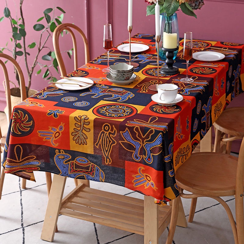 Khăn Trải Bàn Bằng Vải Cotton Và Lanh Hình Vuông Phong Cách Đông Nam Á