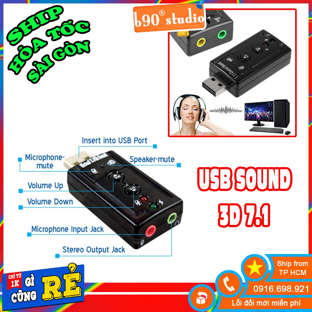 USB Biến Cổng USB Ra Sound 3D 7.1 - Đầu Ra Âm Thanh Chuẩn Seavision ( có ảnh thật )