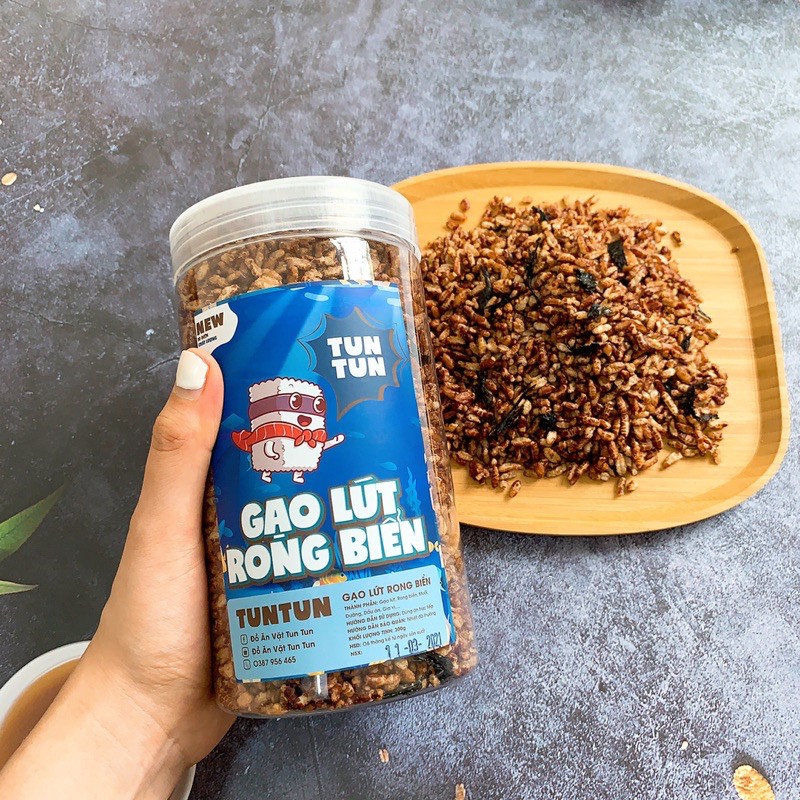 Gạo lứt rong biển sấy giòn loại ngon dùng ăn kiêng ăn chay, hũ pet 300g | TunTun - Thế Giới Đồ Ăn Vặt - Đồ Ăn Vặt Hà Nội