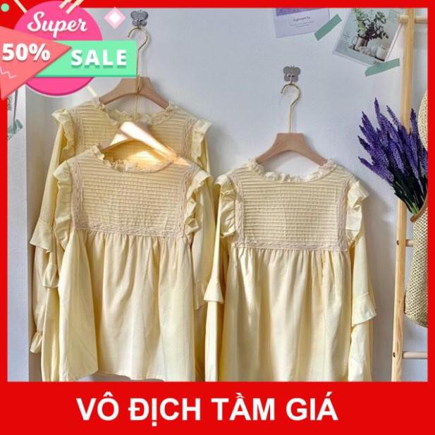 [Bão Sale] Áo Sơ Mi Cổ Trụ Bèo Tay Bồng Siêu Đẹp LN67