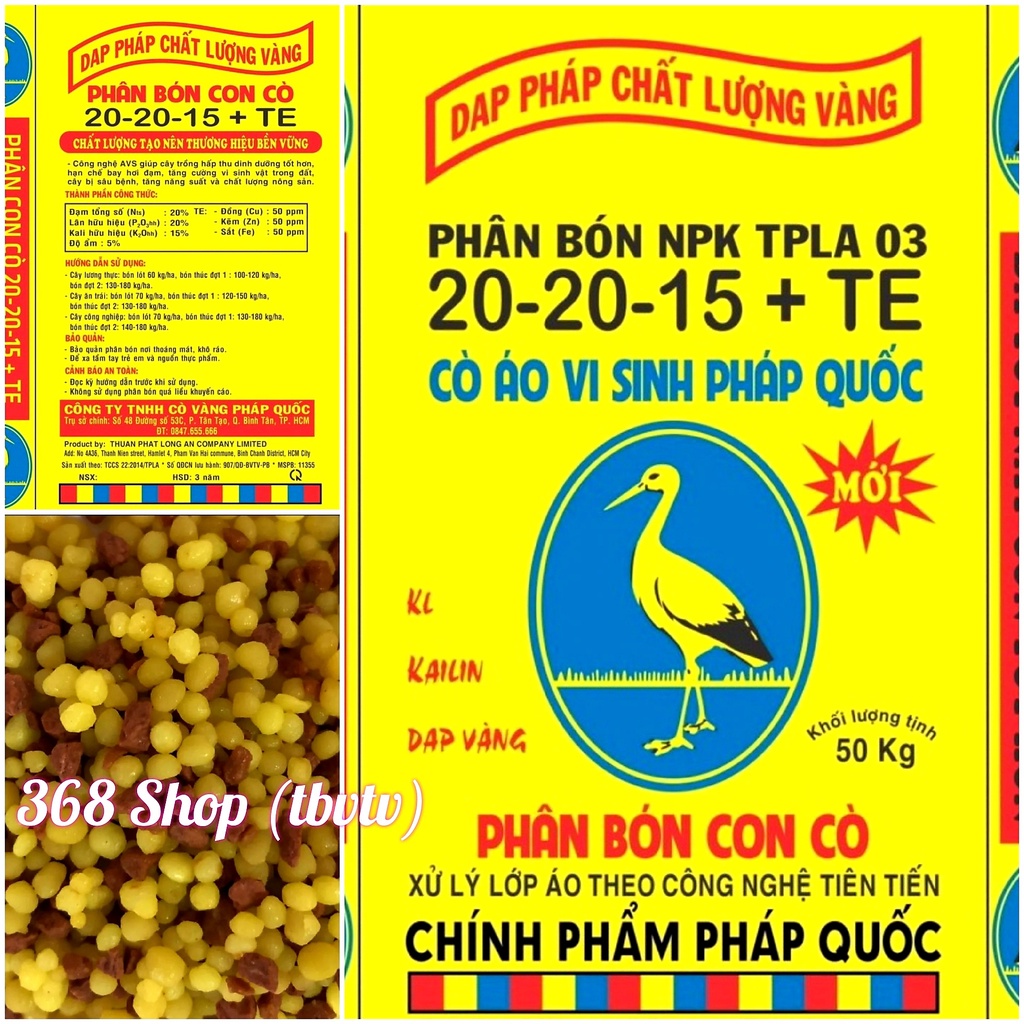 (1kg) Con cò 3 màu 20-20-15 +TE - Nhập Khẩu.. PHÁP QUỐC