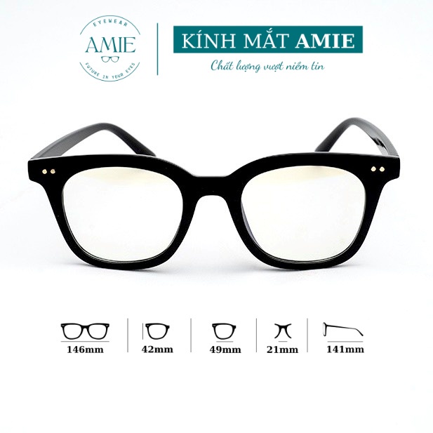 Gọng kính cận nam nữ AMIE Eyewear mắt kính giả cận dáng vuông chất liệu nhựa chắc chắn thời trang màu sắc đẹp 3331