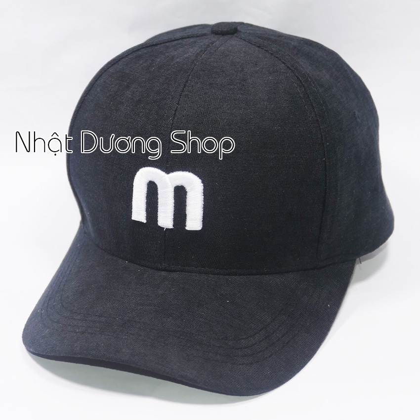 Mũ lưỡi trai ❤️ Nón kết nhung thêu chữ M phong cách Ulzzang form unisex nam nữ