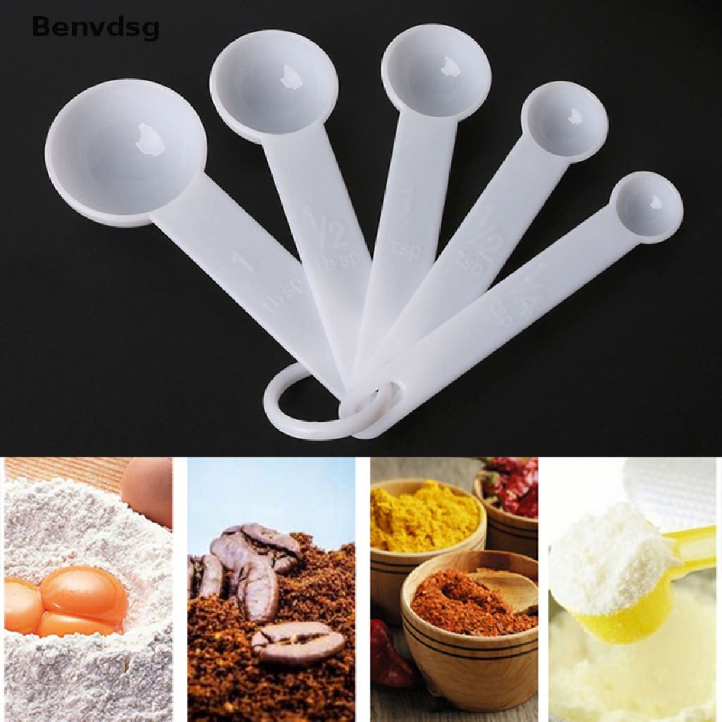 Bộ 5 Muỗng Đo Lường Bằng Nhựa Dùng Trong Nấu Nướng Tiện Dụng