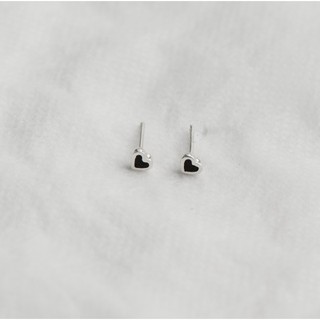 [Mã BMLT35 giảm đến 35K đơn 99K] Bông Tai Nụ Bạc 925 Shimmer Silver Hình Trái Tim Nhỏ Nhắn Xinh Dễ Thương - BLACK HEART