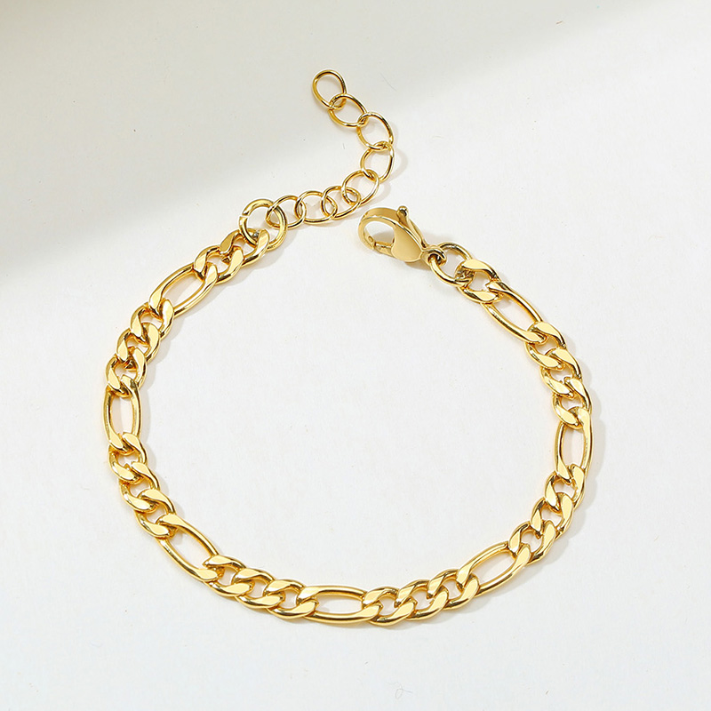 Vnox Vòng tay mạ vàng thiết kế mắc xích bản rộng 5mm dành cho nam nữ