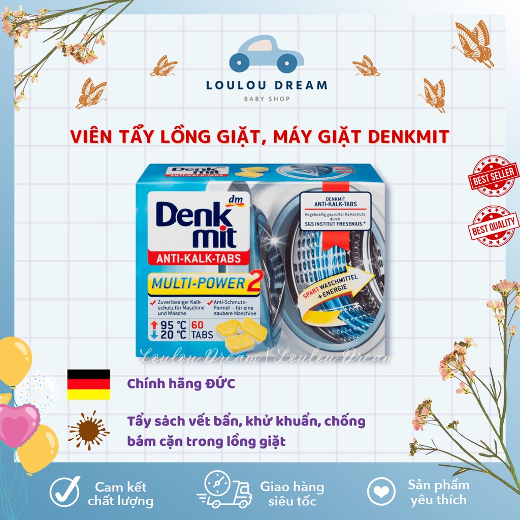Viên tẩy lồng giặt, máy giặt DENKMIT nhập khẩu chính hãng Đức