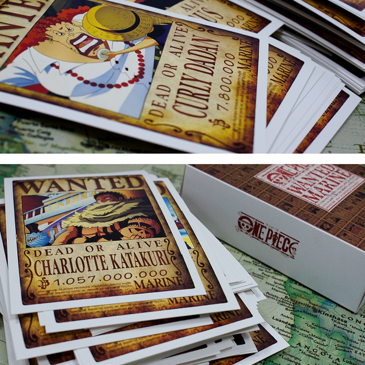 Combo 100 tấm poster mini poscard truy nã One Piece cực đẹp size A6