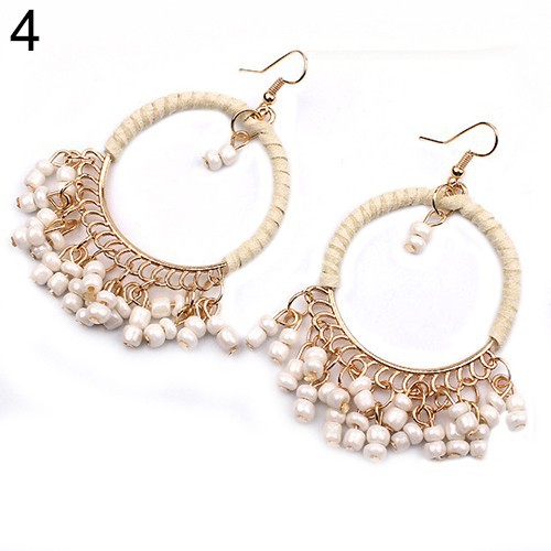 Khuyên Tai Tròn Xỏ Hạt Phong Cách Boho