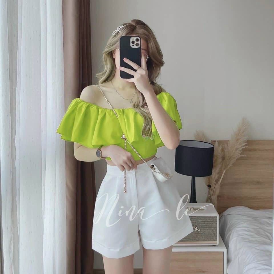 SÉT BỘ TRỄ VAI PHỐI QUẦN CẠP CAO TÔN DÁNG CỰC HOT TT