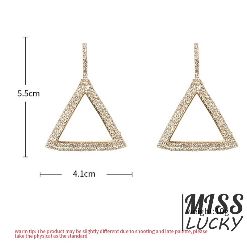 Bông tai tam giác đính đá thiết kế đơn giản sang trọng cho nữ