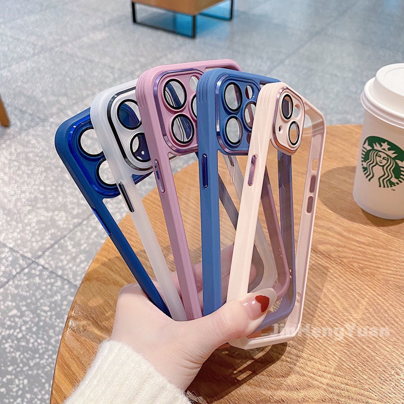 Ốp Điện Thoại Silicon Mềm Trong Suốt Chống Sốc Có Vòng Nhẫn Kim Loại Sang Trọng Cho IPhone 12 13 Pro Max