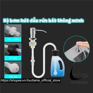 Bộ bơm hút dầu rửa bát xà phòng có vòi xịt lắp chìm bồn rửa bát bồn cầu tiện lợi bộ hút inox ống silicon dài 1.2 mét