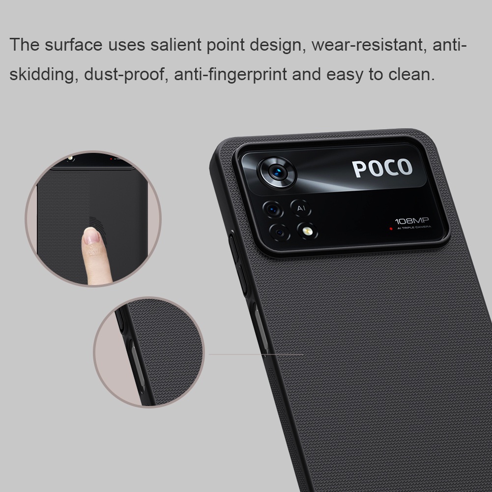 Ốp điện thoại NILLKIN bằng PC cứng siêu mỏng mặt nhám chống sốc chống vân tay cho Xiaomi Poco X4 Pro 5G