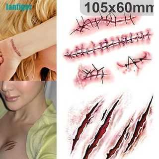 (Hàng Mới Về) Bộ 3 Miếng Dán Hình Xăm Giả Vết Sẹo Máu 3d Hóa Trang Halloween
