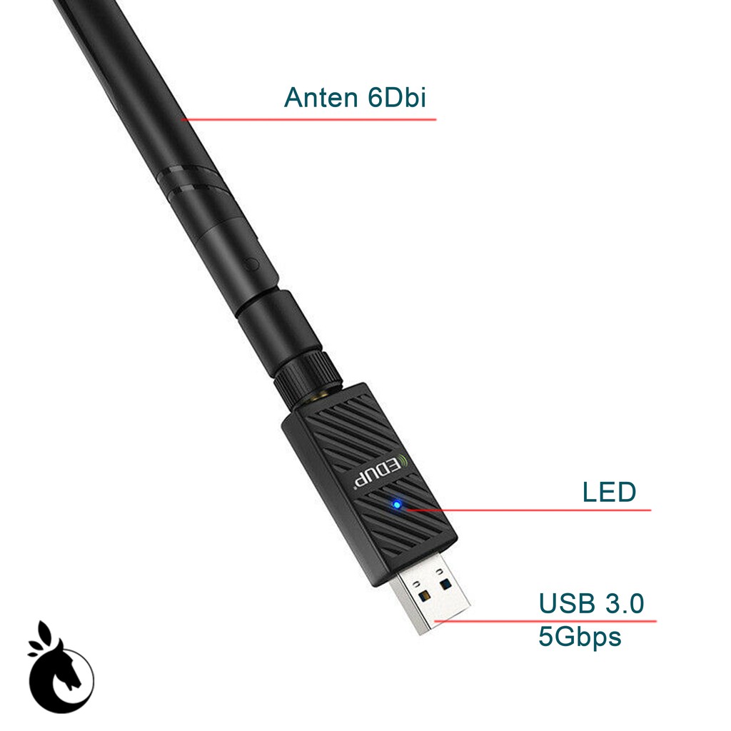 Card Mạng USB 3.0 Thu Wifi chuẩn AC 1200Mbps + Bluetooth 4.1 [2 in 1] | EDUP EP-AC1690 | BigBuy360 - bigbuy360.vn