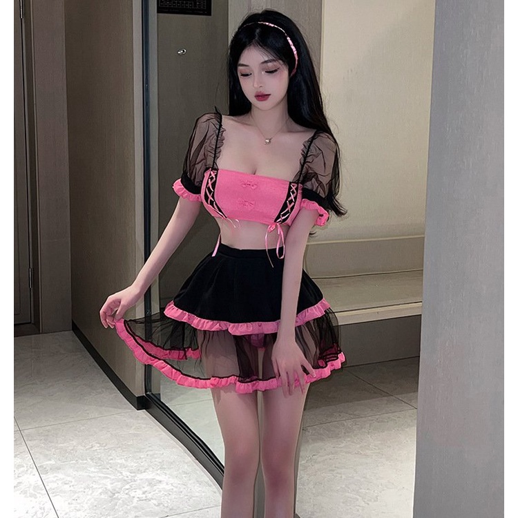 Váy ngủ hầu gái Hồng - Tím siêu xinh 2584