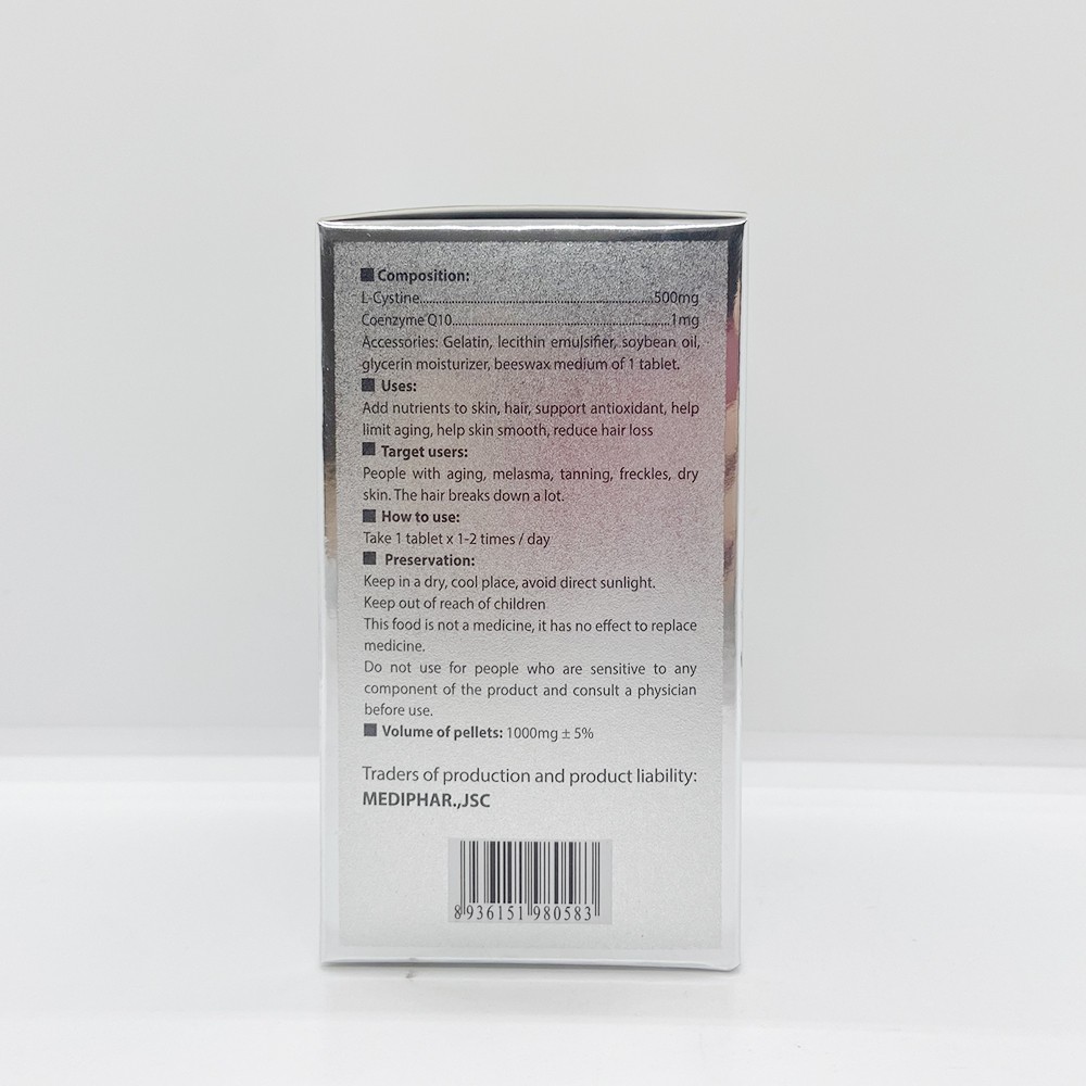 Viên uống L-Cystine with Coenzym Q10 giúp đẹp da, khỏe tóc - Hộp 60 viên | Thế Giới Skin Care
