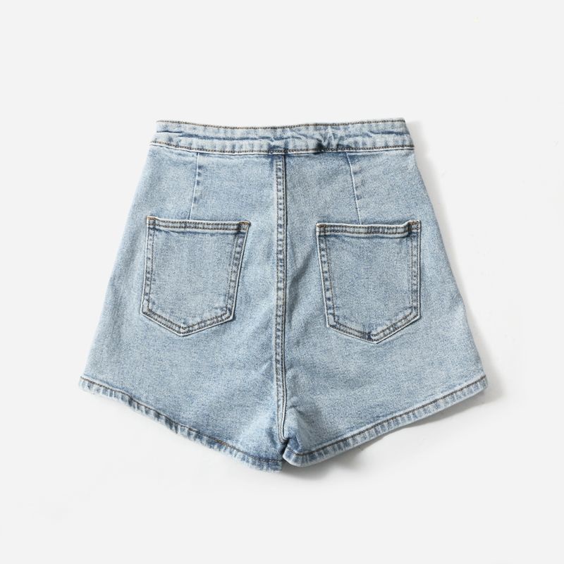 Quần Short Denim Lưng Cao Dáng Chữ A Ống Rộng Thời Trang Mùa Hè Cho Nữ Plus Size