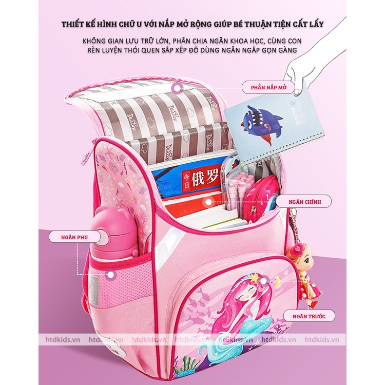 Balo chống gù DELUNE chính hãng siêu nhẹ, chống thấm nước cho bé gái