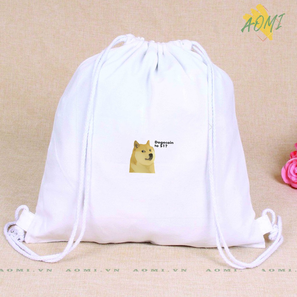 BALO MINI BITCOIN AOMIVN DÂY RÚT NHỎ XINH UNISEX CHẤT CANVAS THỜI TRANG B CUTE XINH ĐẸP TIỆN ÍCH DẠO PHỐ DU LỊCH