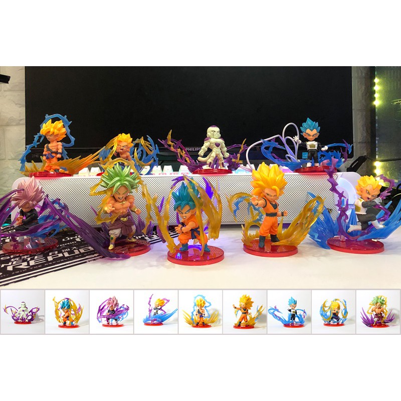 BỘ 9 MÔ HÌNH NHÂN VẬT DRAGONBALL TIA SÉT LUYỆN CHƯỞNG CỰC ẢO CAO 10CM