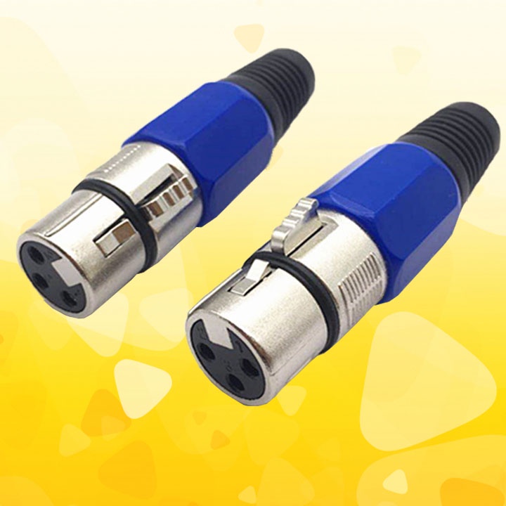 Jack Canon XLR âm vỏ kim loại đuôi cao su màu xanh