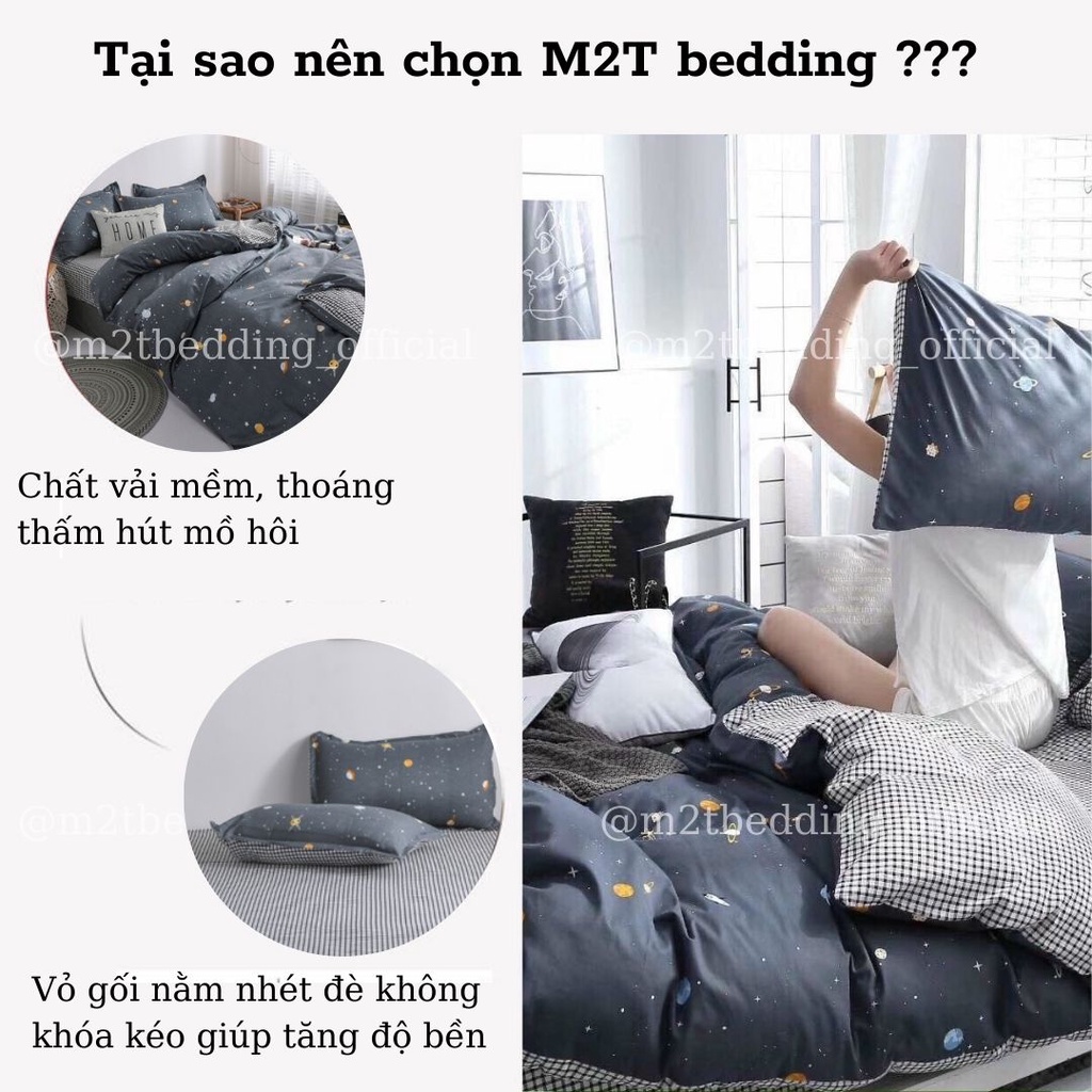 Bộ chăn ga gối Cotton poly M2T Bedding đáng yêu chăn ga Hàn Quốc miễn phí bo chun drap ga giường