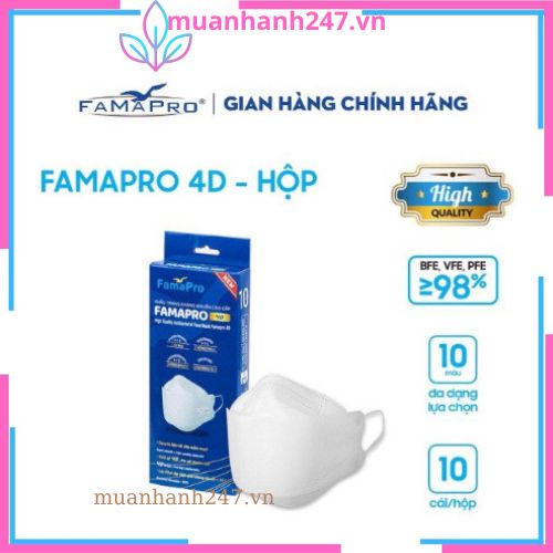 Khẩu trang y tế cao cấp kháng khuẩn 3 lớp Famapro 4D[MASK (KF94)- HỘP 10 CÁI]
