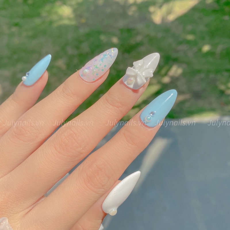 móng úp giả thiết kế đính nơ nb008 julynails.vn