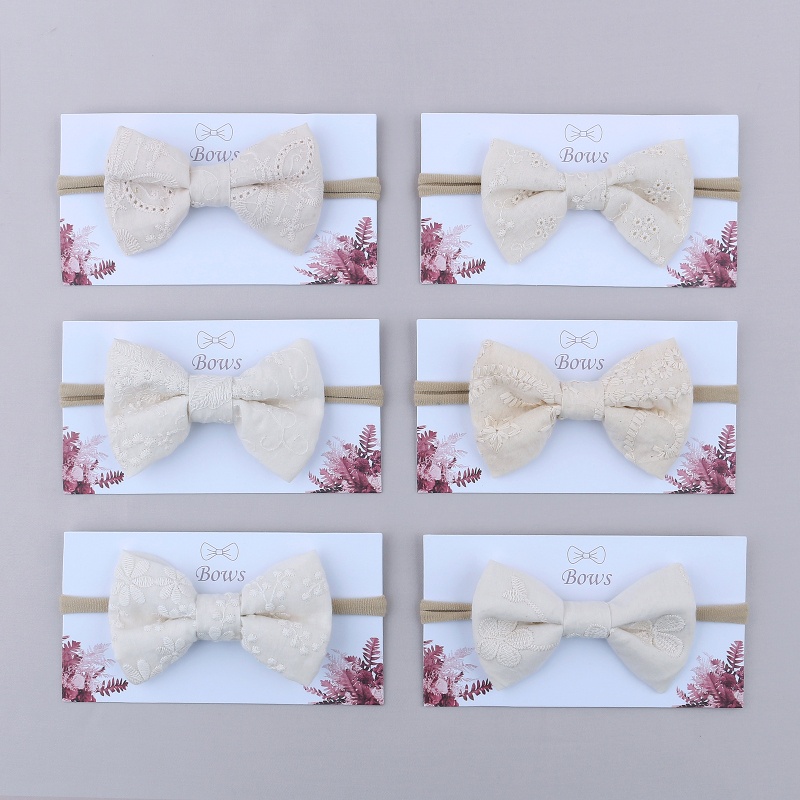 Băng Đô Cotton Co Giãn Màu Trơn Thắt Nơ Thời Trang Cho Bé Gái