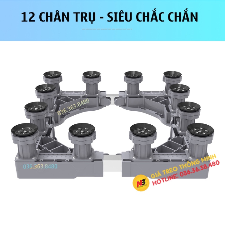 Chân đế kê máy giặt - Tủ lạnh 12 trụ đứng và điều chỉnh kích thước cả 2 chiều 42-66cm