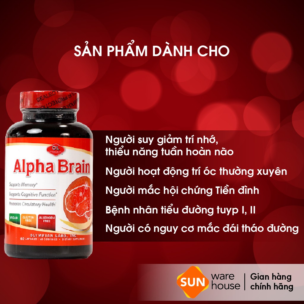 Viên Uống Bổ Não Olympian Labs Alpha Brain Tăng Cường Chức Năng Bộ Não, Hỗ Trợ Tuần Hoàn Não