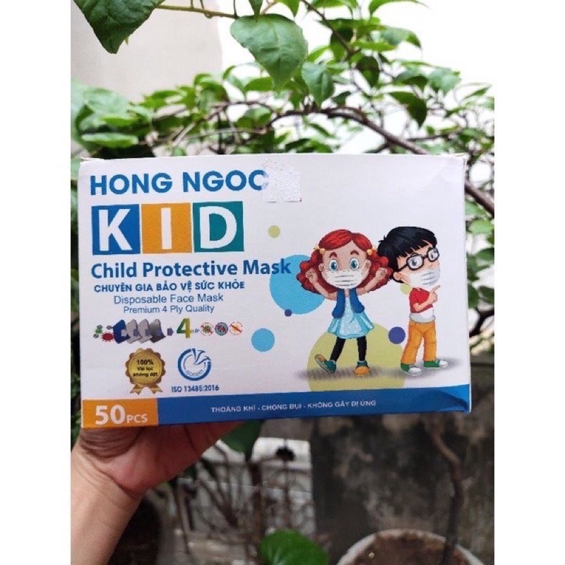 Khẩu Trang Hồng Ngọc Kid Hộp 50 chiếc đủ màu