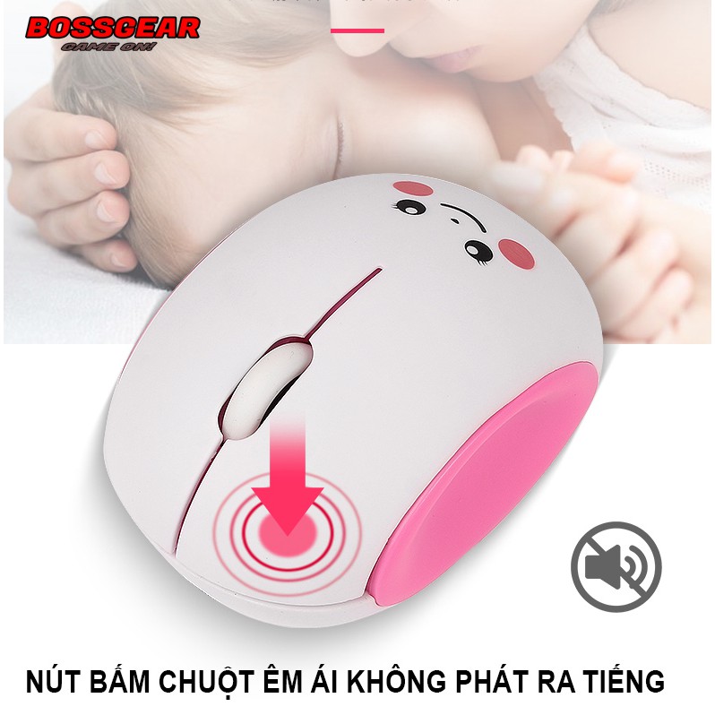 Chuột Không Dây Siêu Dễ Thương Cute Hình Mặt Cười ( Chuột Im lặng, Pin Sạc )