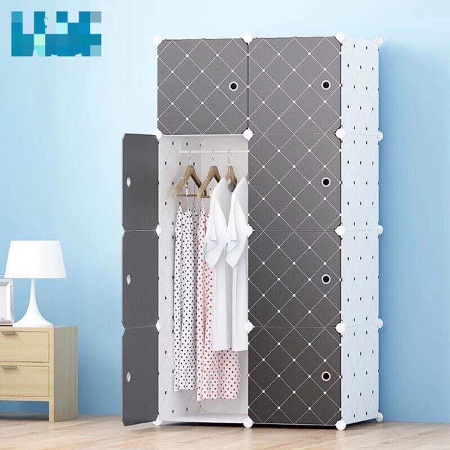TỦ NHỰA QUẦN ÁO -TỦ LẮP GHÉP 8 Ô SÂU 47cm. Tặng móc treo đồ.