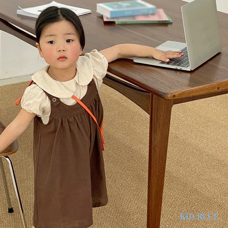 Jumpsuit Phối Nút Thời Trang Mùa Hè Nhật Hàn Dễ Thương Dành Cho Bé Gái