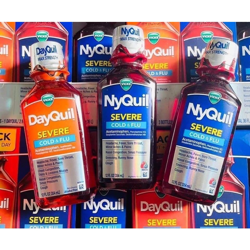 Siro Vicks DayQuil & NyQuil Cold & Flu - Set 03 chai x 354 ml  DATE 2025