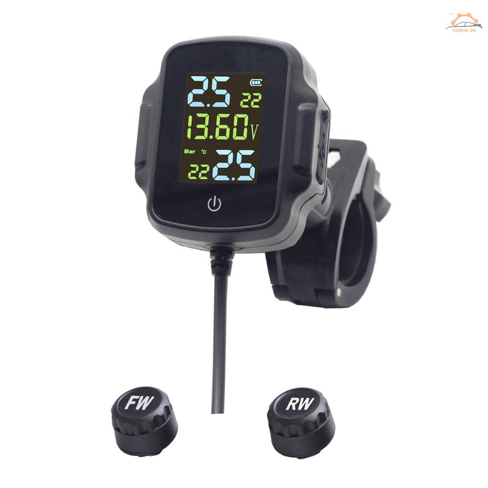 Thiết Bị Giám Sát Áp Suất Lốp Xe Máy TPMS Chống Nước Với 2 Cảm Biến USB