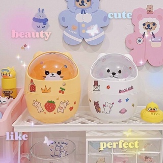 Thùng rác mini để bàn siêu hot hình gấu- tặng kèm sticker