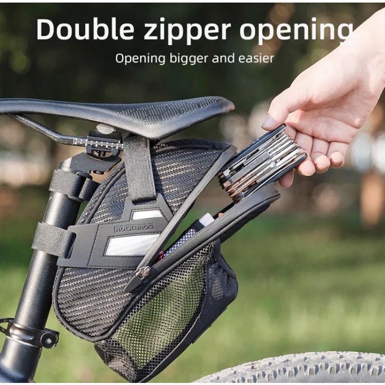 ROCKBROS Túi Yên, Túi cọc Yên xe đạp có thế gắn bình nước, chất liệu vải cứng chống thấm, vân cabon.