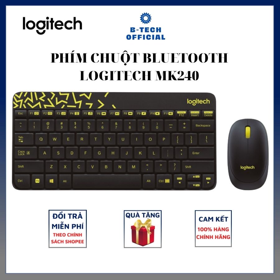 Bộ bàn phím chuột không dây Logitech MK240 Nano-Không dây 2.4Ghz