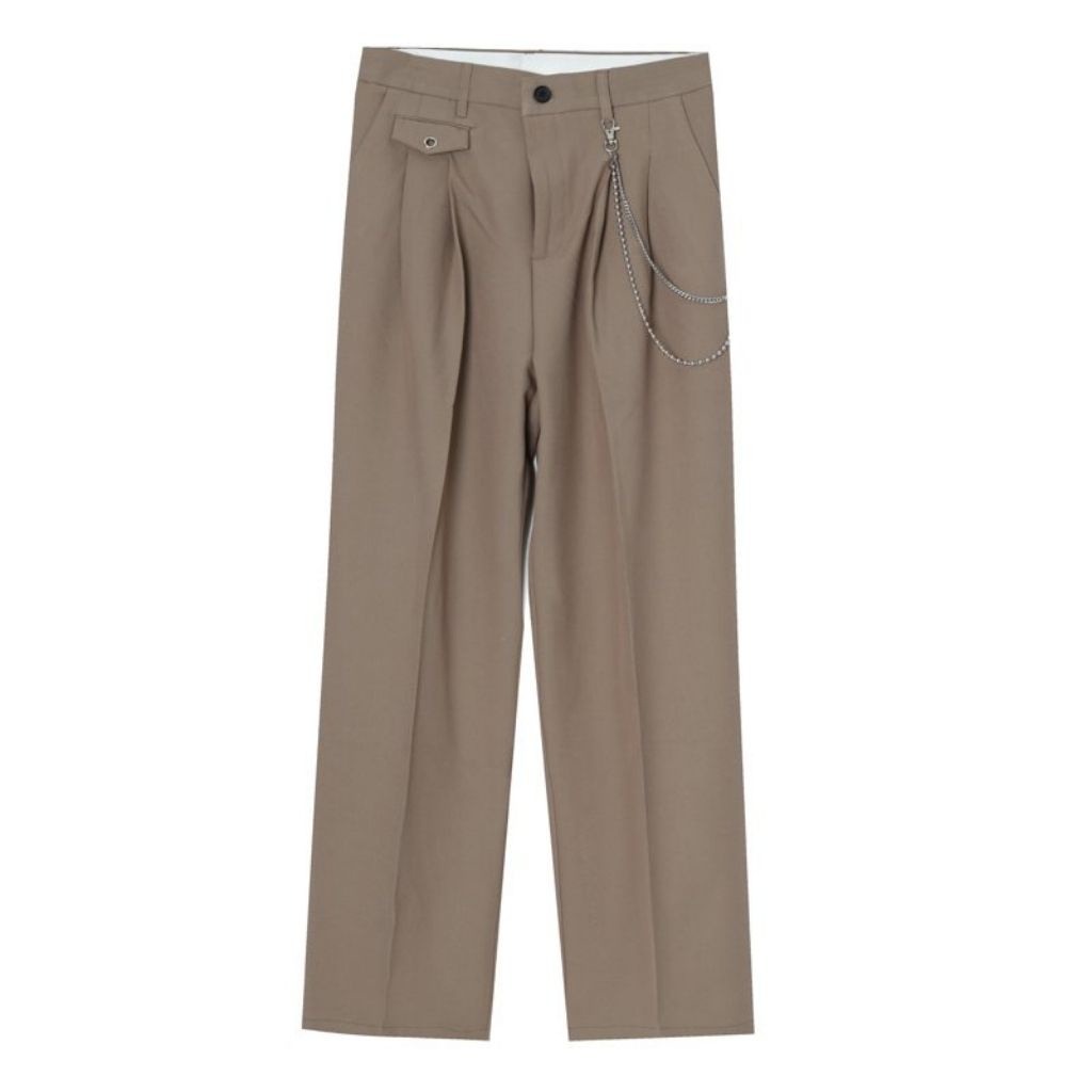Quần tây ống rộng nam nữ UNIKA, quần âu ống suông vải hàn cao cấp kèm dây xích phong cách Unisex Hàn Quốc QSX001
