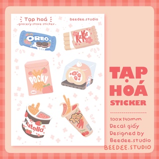 Tấm sticker TẠP HOÁ bánh ngọt decal chống thấm nước | Hàng độc quyền Beedee.studio |