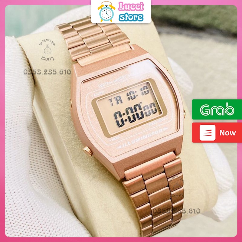 Đồng hồ đeo tay điện tử Nam Nữ B640 rose gold, kiểu dáng thời trang, dây thép không gỉ, chống nước tốt