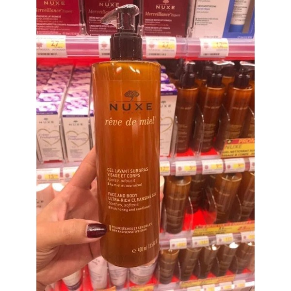 Sữa rửa mặt Nuxe mật ong 400ml Pháp