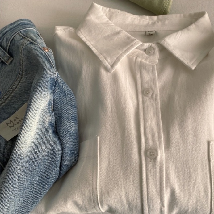 Áo sơ mi ZHELIHANGFEI tay dài dáng rộng phong cách đi học dễ phối đồ thời trang đơn giản cho nữ