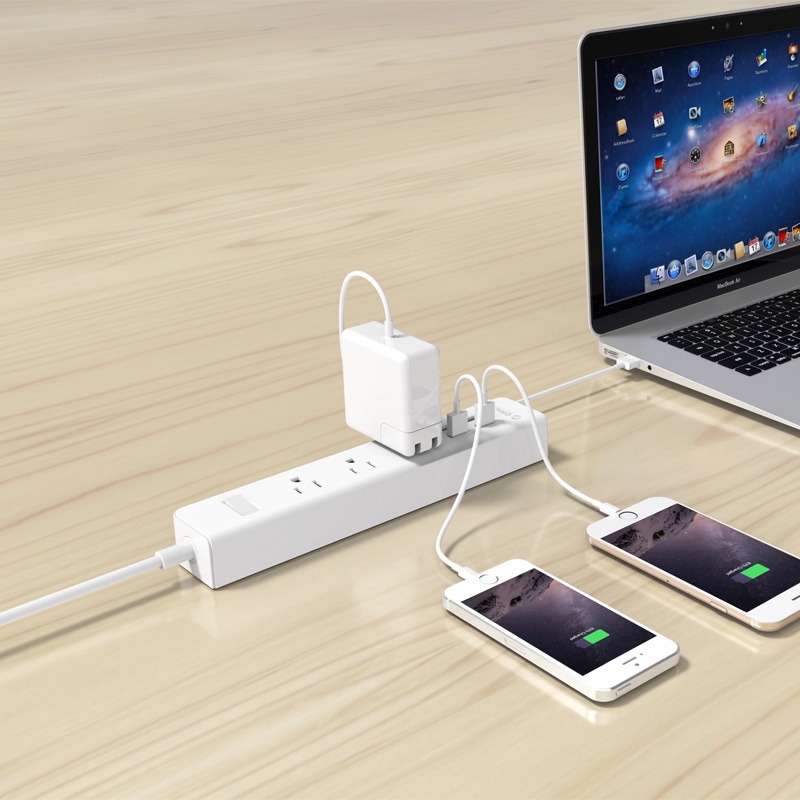 Orico HPC-3A4U Ổ cắm sạc thông minh 3 ổ Cắm AC và 4 cổng USB sạc điện thoại - Hàng chính hãng